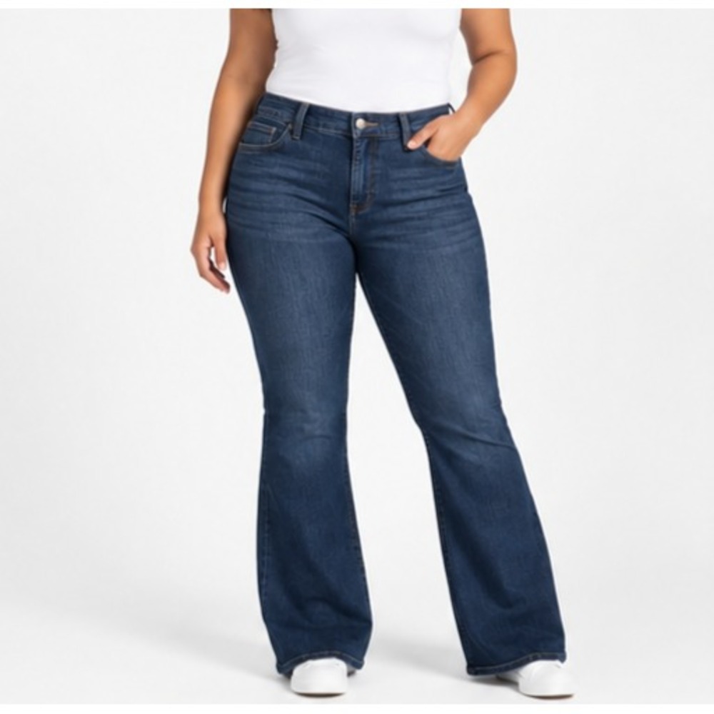 Lee Legendary Womens Flare Jeans Size 18M Inner Strength Blue Stretch 33 Inseam